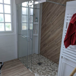 Rénovation salle de douche à l'italiene, installation d'un radiateur porte serviette
